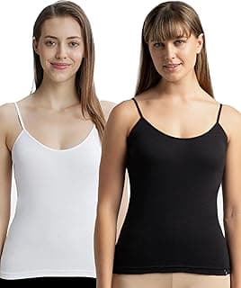 Jockey1487 Women's Super Combed Cotton Regular fit Rib Camisole with Adjustable Straps and Stay Fresh Treatment (Pack of 2)