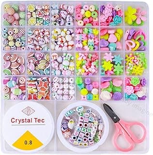 Toy Imagine DIY Bracelet Making Kit for Girls – Beads Kit & Jewelry Craft Set with Charms, Scissors & Elastic String – Beads for Bracelet Making – Gifts for Girls Age 8-10 – Toys for 7-14 Years