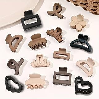 Cerrito Small Hair Claw Clips for Women & Girls – Matte Nonslip Clamps with Strong Hold for Thick & Thin Hair, Neutral Mini Hair Accessories for Everyday Styling (6 Pcs, Multicolor)