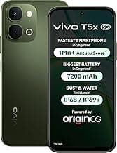 vivo T5x 5G (Cyber Green, 6GB RAM, 128GB Storage) | 50MP AI Dual Camera | 32MP Selfie | 6.76" FHD+ Display | 7200mAh Battery | Dimensity 7400-Turbo Processor | Fast Charging | Dual SIM Smartphone