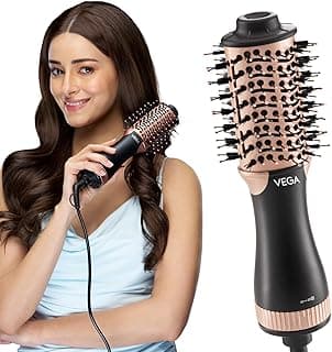 VEGA Litstyle L3 Volumizer Hair Blow Dryer Brush With 3 Heat/2 Speed Settings, 360° Airflow Vent, 3 in 1 Compact Hot Air Brush For Women, Tourmaline Ceramic Coated Barrel, 500 Watts, (VHSD-03)