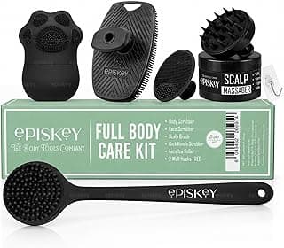 Episkey Soft Silicone Back Scrubber Long Handle Bath Brush + Body Scrubber Bath Brush + Scalp Massager for Hair + Face Scrubber Brush + Ice Face Roller Combo, Super-Exfoliating & Lathering Body Scrubber, Shower Brush | BPA-Free | for Men and Women (With A Free Hook 2-pcs) All Skin Type