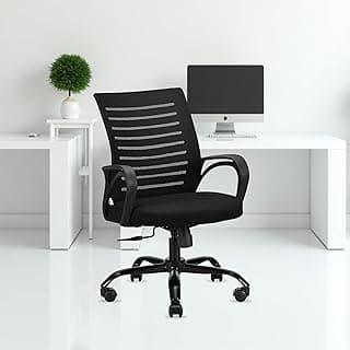 IAFA FURNITURE® Diego Mid-Back Mesh Office Chair | 3 Year Warranty | Ergonomic Study | Computer Chair with Revolving Base | Tilting & Height Adjustable Mechanism | Heavy-Duty Metal Base (Black) (DIY) Office