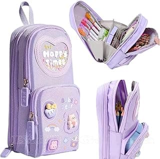 Kiddie Galaxia Canvas Premium Pencil Case 6 Layer with 3 Compartment Cute Aesthetic Pencil Case for Girls Large Capacity Pencil Pouch for School Kids Cute Stationary Gift, Multicolour