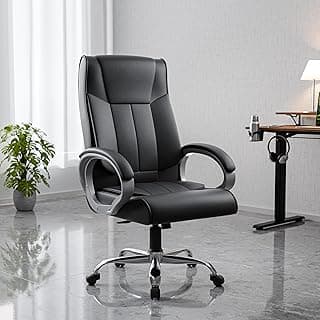 Green Soul Kiev Orthopedic Boss Chair | Leatherette Office Chair | Ergonomic Executive Chair with Spacious Cushioned Seat | Heavy Duty Metal Base | Rocking Function (Black) Office