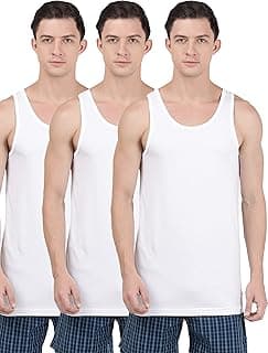 Jockey8820 Men's Super Combed Cotton Round Neck Sleeveless Vest with Extended Length for Easy Tuck (Pack of 3)