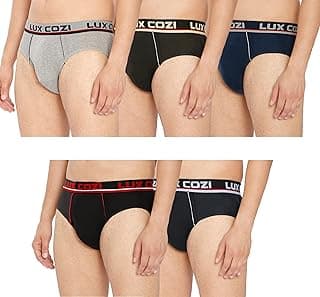 Lux CoziMen's Cotton Brief – Soft, Breathable & All-Day Comfort Innerwear (Pack of 5)