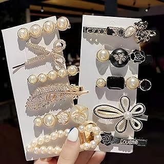 Annacreations 11 Pcs Korean Fashion Style Pearl Rhinestone Metal Hair Clips Hair Pin Stylish Hair Accessories Jewellery For Women's And Girls