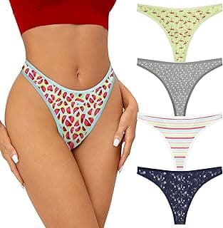 PepperikaStretchable Cotton Low Rise Thong Panty for Women Sexy G-String No Panty Lines Under Fitted Outfits Bikini Underwear Combo
