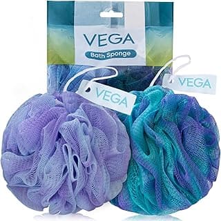 Vega Duo Splash Bath Sponge Loofah for Men & Women | Soft Exfoliating Body Scrubber | Gentle Shower Body Scrubber for Bathing for Dead Skin Removal & Smooth Skin | Premium Loofah Pack of 2 (BA-3/37)
