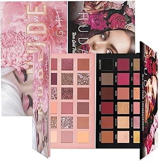 Beauty Rose Gold Remastered + Nude Edition Eyeshadow Palette Combo Kit - 36 Matte and Shimmer Finishes, Includes Black Eyeshadow - Complete Eye Shadow Palette Set Powder
