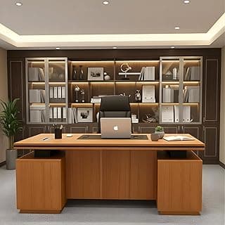 Lakdi The Furniture Office Desk for Co Director & Executive Table L- Shape Design Made in Engineered Wood Drawer Multi Wire Manager CPU Space & Storgae Brown 5-Year Warranty & Free Assembly (LDL-538)