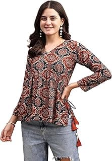 YouthnicWomen's Poly Rayon Printed Alia Cut Peplum Top | Top for Office | Women's Tunics | Short Kurti Women| Regular Fit