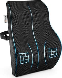 FOVERA Back Support for Office Chair | 2 Years Warranty | Gel Memory Foam Car Seat Back Support, Orthopedic Lumbar Back Rest for Back Pain Relief - Back Pillow for Sitting (Mesh Black, Large)